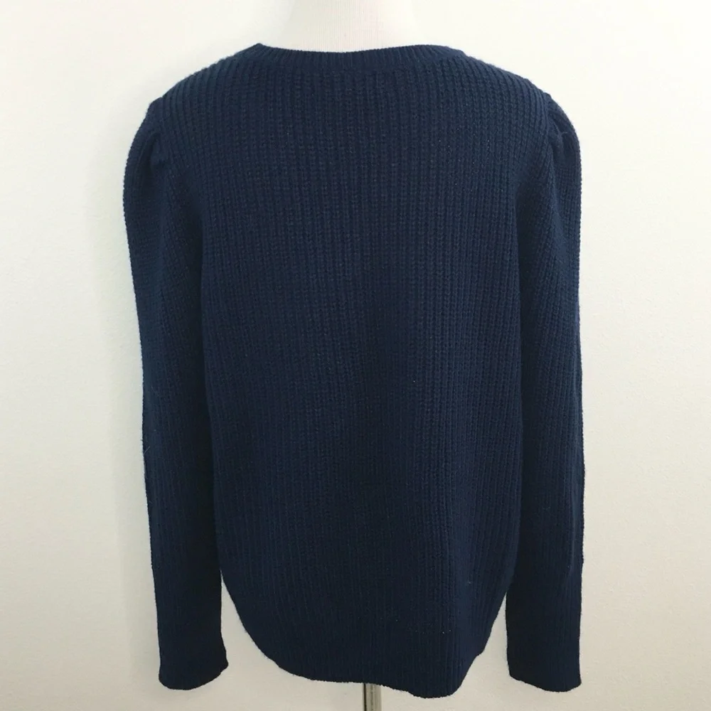 a.n.a. | Navy Sweater with Round Gun Metal Bead Details